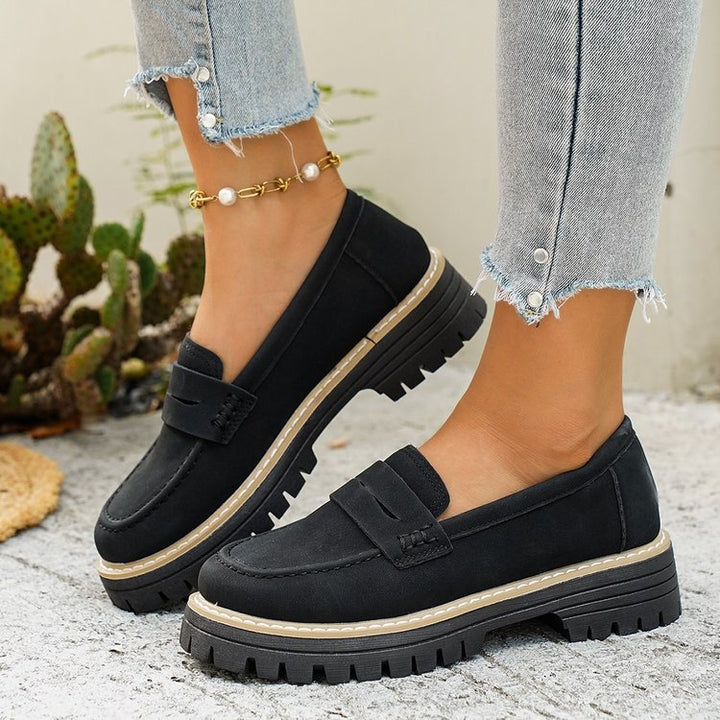 Damen Klassische Loafer mit robuster Profilsohle und gepolstertem Komfortfußbett Drune