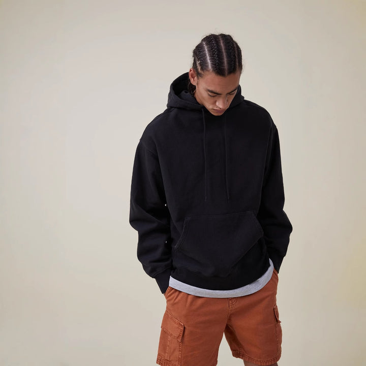 Damen nan oversized Kapuzenpulloverkleid mit Kängurutasche, verlängerter Silhouette und weichem French-Terry Drune