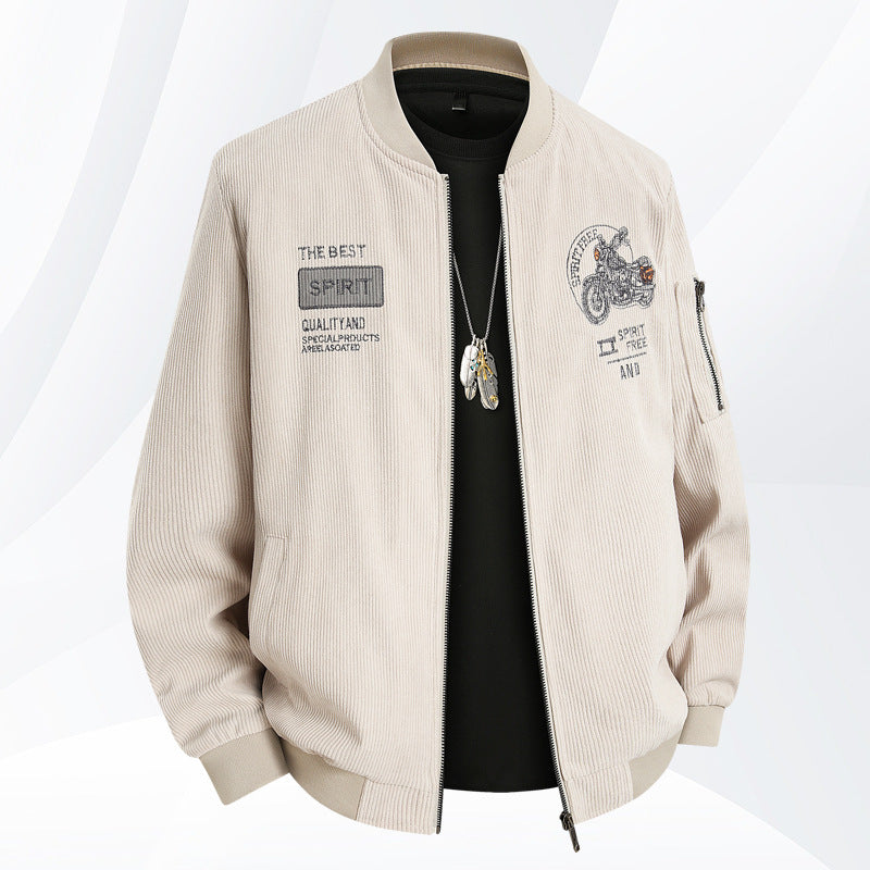 Herren Modische Bomberjacke mit stylischem Motorrad-Design Drune
