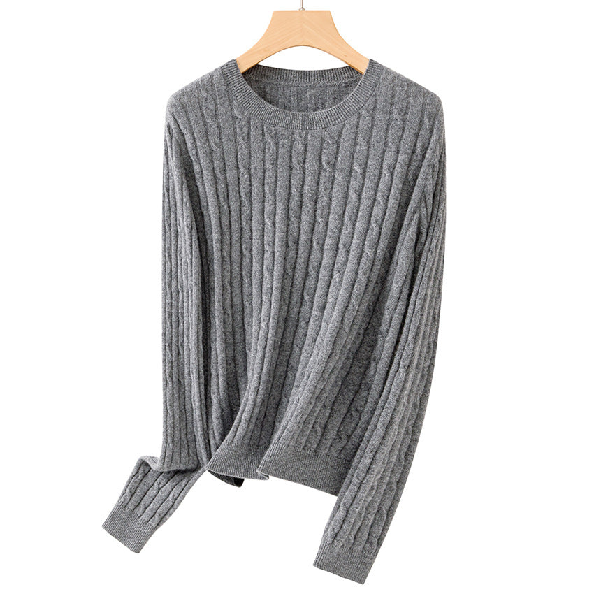 Damen Kuscheliger Zopfstrick-Pullover aus Feinstrick mit Rundhalsausschnitt Drune