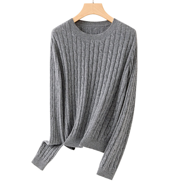 Damen Kuscheliger Zopfstrick-Pullover aus Feinstrick mit Rundhalsausschnitt Drune