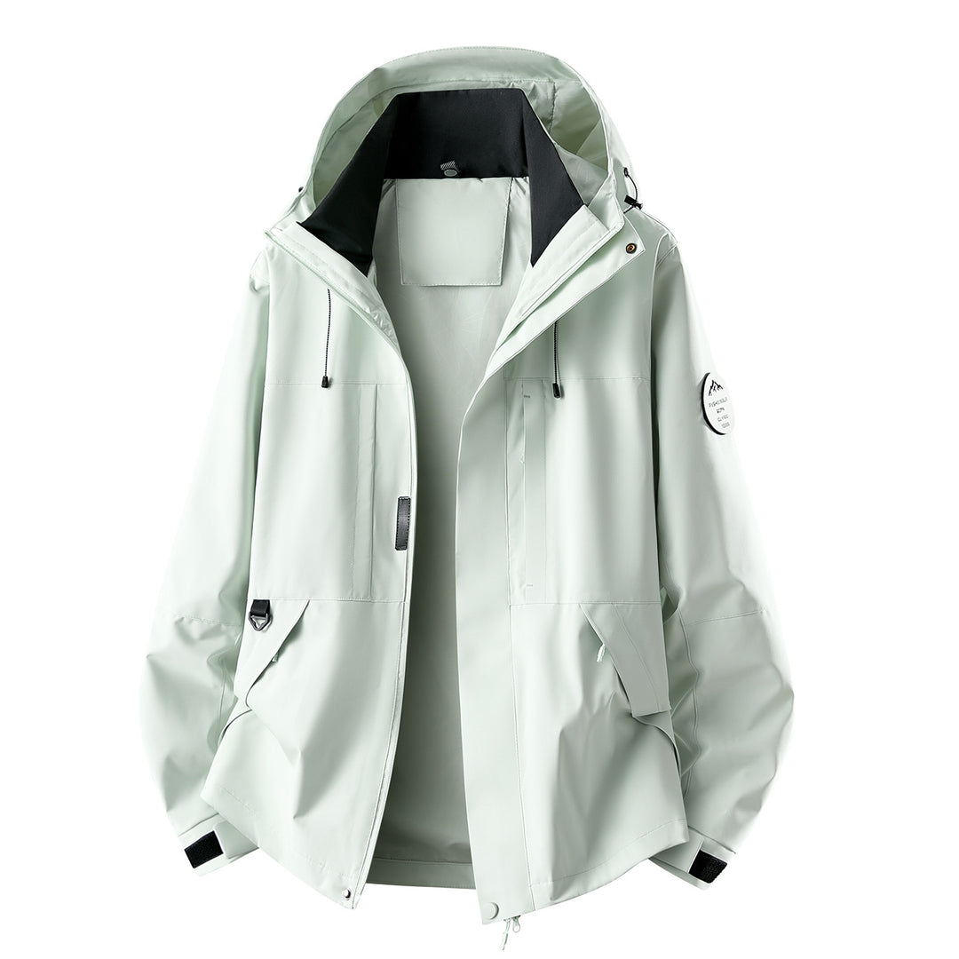 Herren Wasserabweisende Oversize-Outdoorjacke mit Kapuze, atmungsaktivem Softshell & Utility‑Taschen Drune