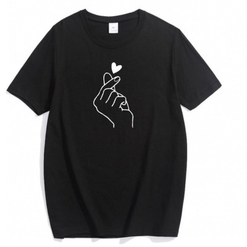 Damen T-Shirt mit kreativem Herzmotiv und lockerer Passform Drune