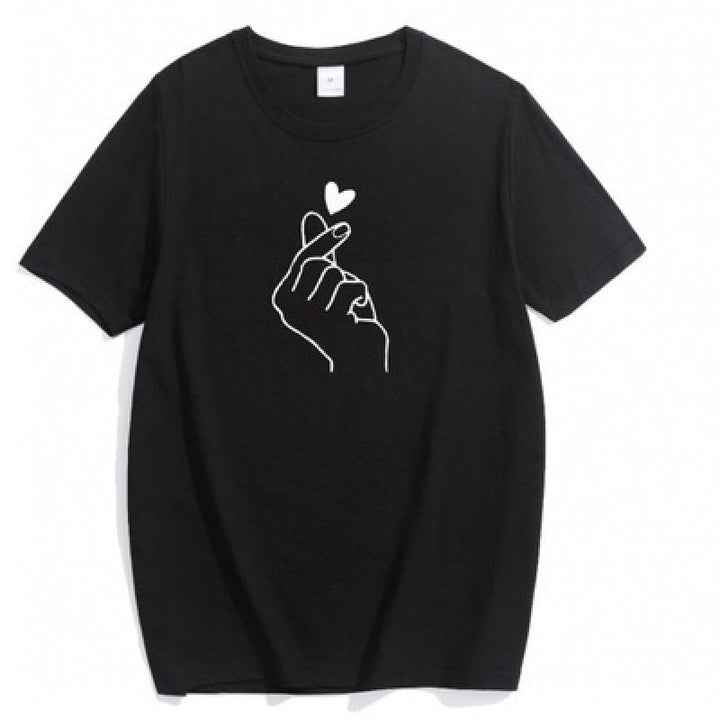 Damen T-Shirt mit kreativem Herzmotiv und lockerer Passform Drune