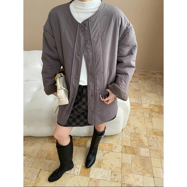 Damen lässige Steppjacke mit kuscheligem Innenfutter und praktischen Taschen Drune