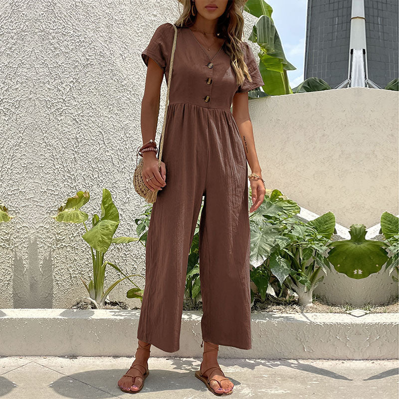 Damen Jumpsuit mit knöpfbaren Details und luftigem Schnitt Drune