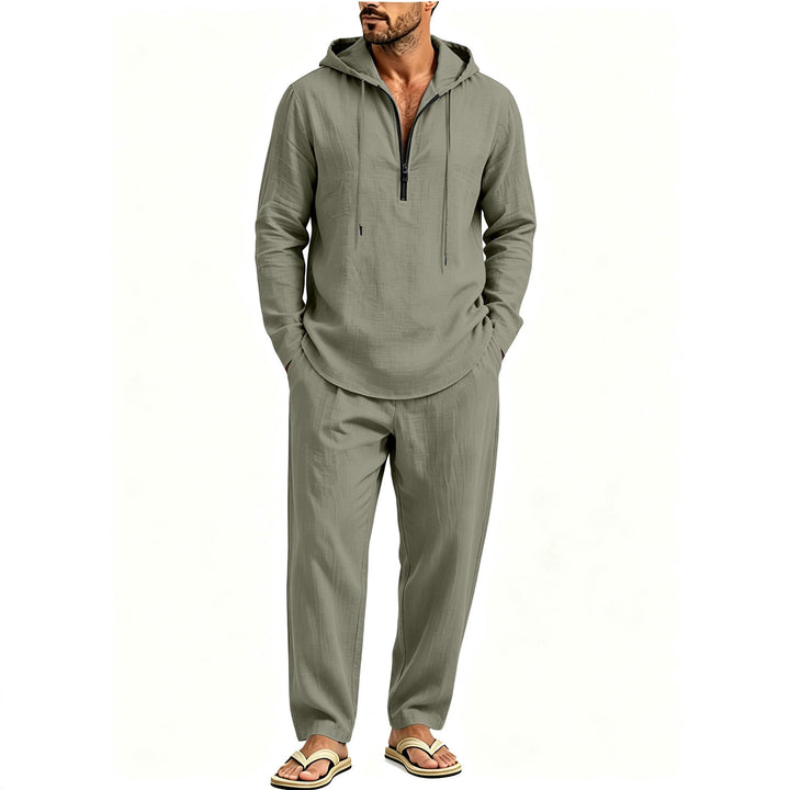 Herren Lässiges Lounge-Set mit Halbzip-Kapuzenpullover und locker sitzender Freizeit-Hose Drune