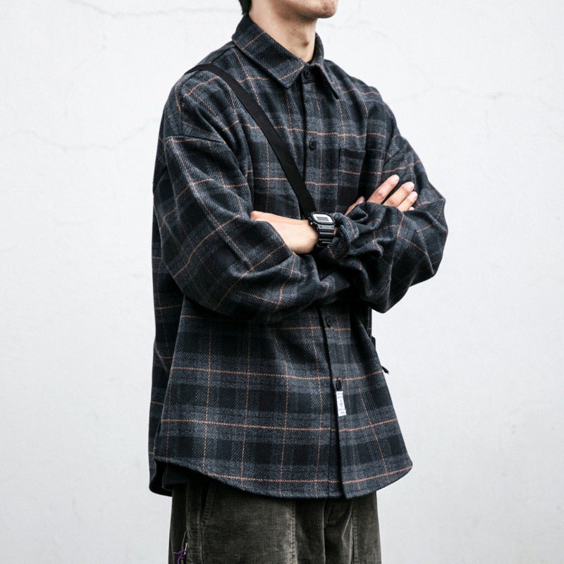 Herren Kariertes Overshirt‑Hemdjacke im Boxy‑Relaxed‑Schnitt Drune
