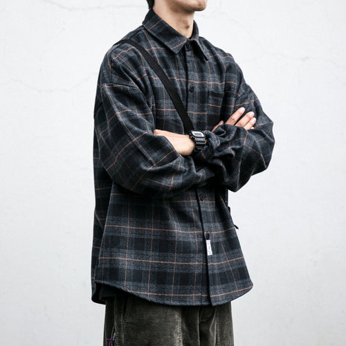 Herren Kariertes Overshirt‑Hemdjacke im Boxy‑Relaxed‑Schnitt Drune