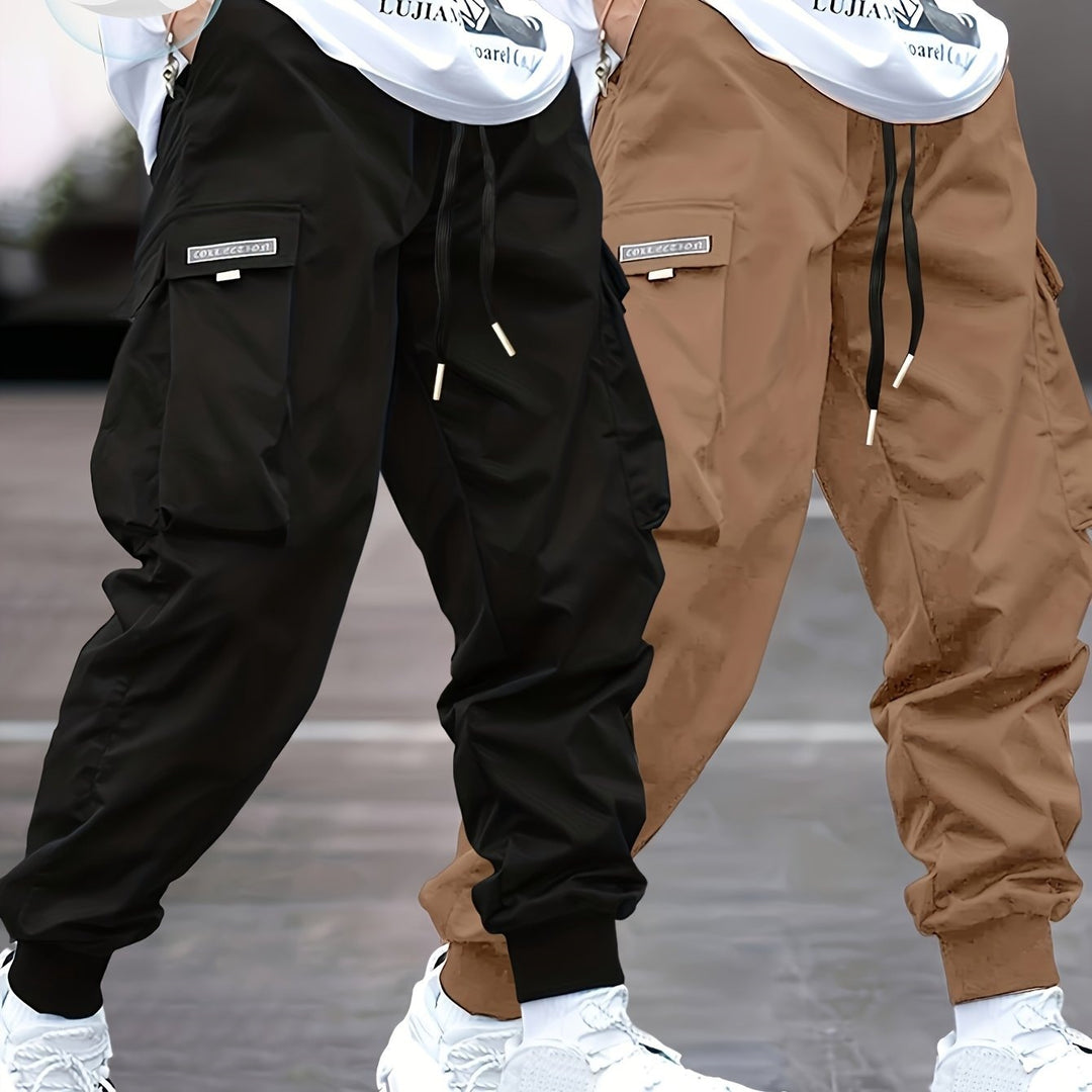 Herren Tapered Cargo-Joggerhose mit elastischem Tunnelzug, verstärkten Klappentaschen & gerippten Knöchelbündchen Drune