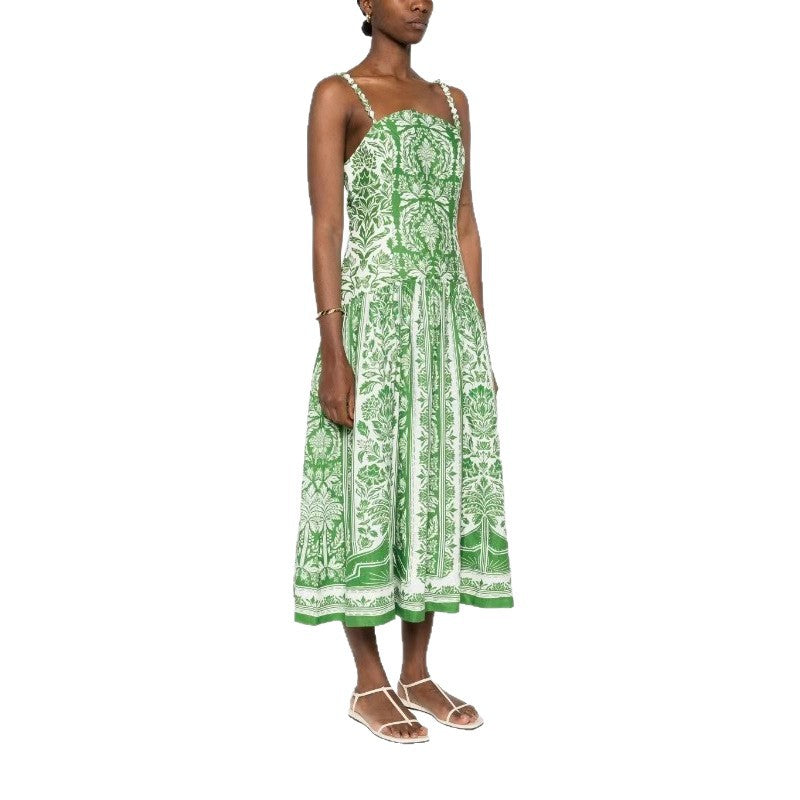 Damen Midi-Kleid mit floralem Print und Spaghetti-Trägern Drune