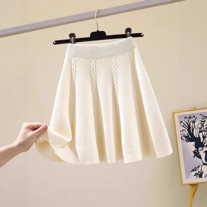 Damen Wadenlanger Strickrock mit Zopfmuster Drune