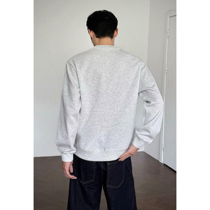 Herren Rundhals-Sweatshirt mit minimalistischer Blumenstickerei und cleanem Schnitt Drune