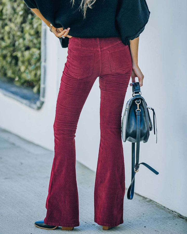 Damen Flared Cord-Hose mit hohem Bund und weichem Material Drune