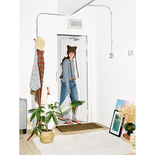Damen Gestreiftes Langarm-Hoodie-Shirt mit V‑Ausschnitt und Kapuzenband Drune