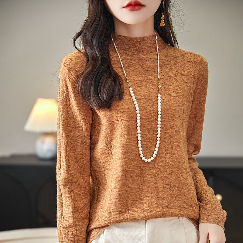 Damen Strukturiertes Feinstrick-Longsleeve mit Stehkragen und kastiger Silhouette Drune