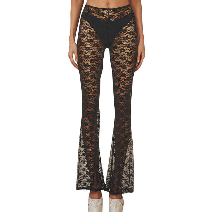 Damen Spitzenleggings mit weitem Bein und hohem Bund Drune