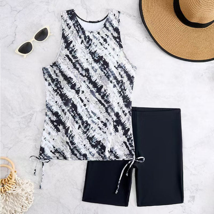 Damen Bademode-Set mit modischem Tanktop und hochtaillierten Shorts Drune