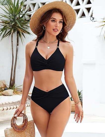 Damen Hochgeschnittenes Bikini-Set mit Twist-Detail Drune