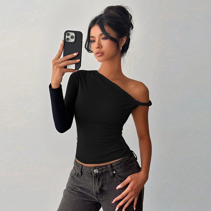 Damen asymmetrisches Langarmoberteil mit schulterfreiem Design Drune