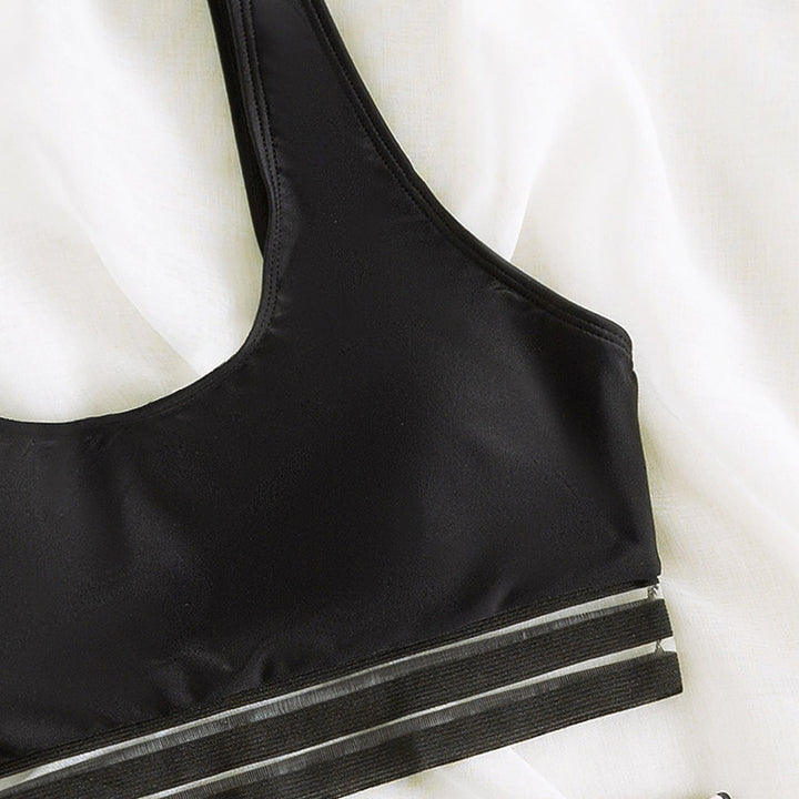 Damen Sport-Bikini-Set mit stylischem Leo-Muster und elastischen Trägern Drune