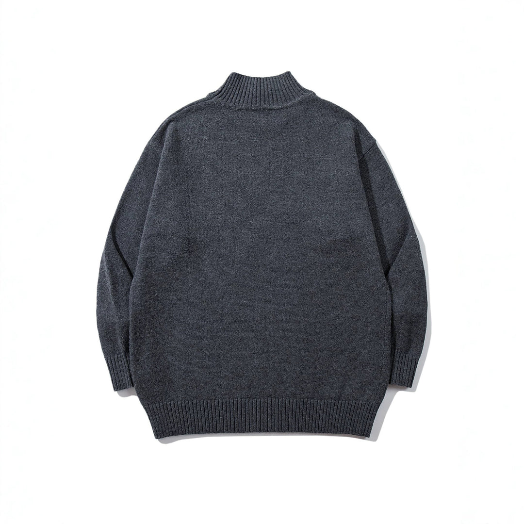 Unisex Oversize-Troyer-Pullover mit kurzem Stehkragen und breiten Rippenbündchen Drune