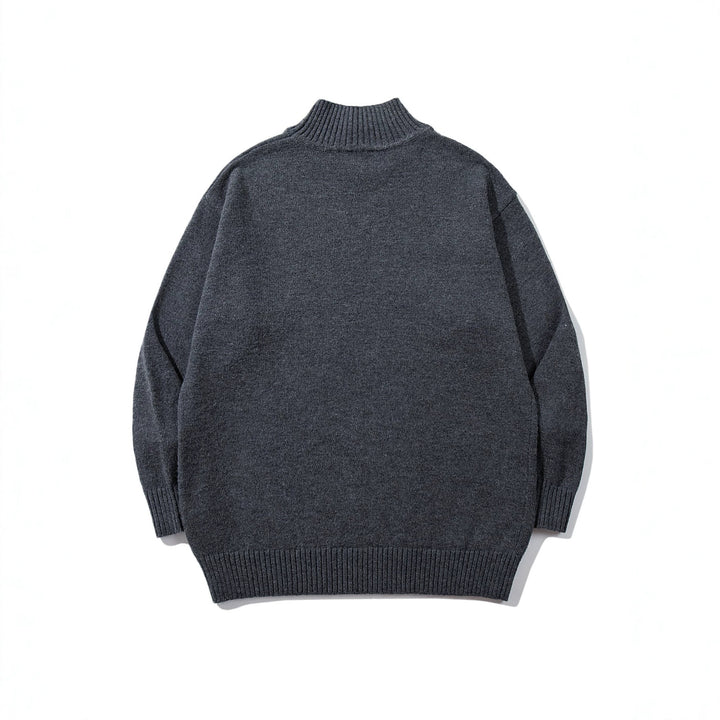 Unisex Oversize-Troyer-Pullover mit kurzem Stehkragen und breiten Rippenbündchen Drune