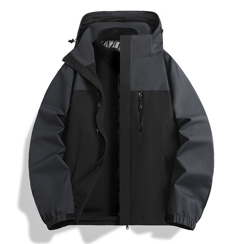 Herren Zwei-in-eins Softshell-Hybridjacke mit abnehmbarer Fleece-Innenjacke und wasserabweisender Membran Drune