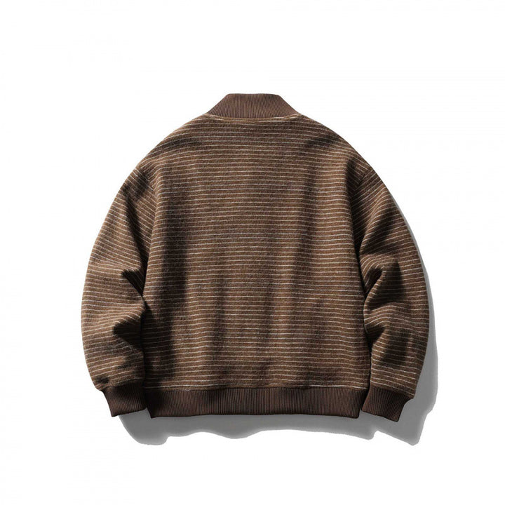 Unisex Kastenförmige Strickjacke im Blousonstil mit Stehkragen und Knopfleiste Drune