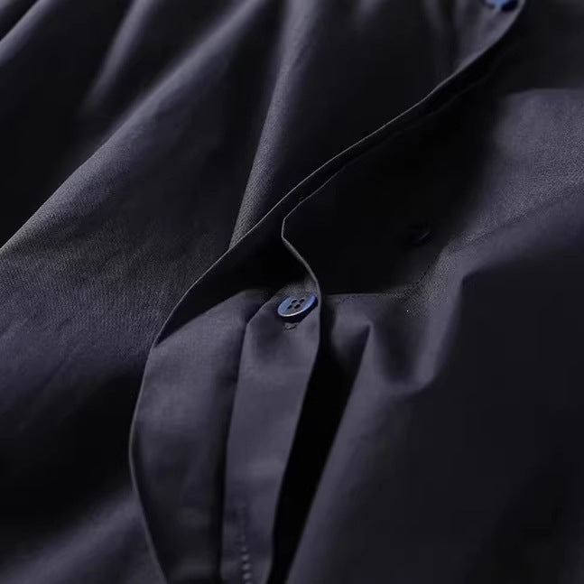 Damen Oversize-Hemdblusenkleid mit seitlichem Knotengürtel und Midilänge Drune