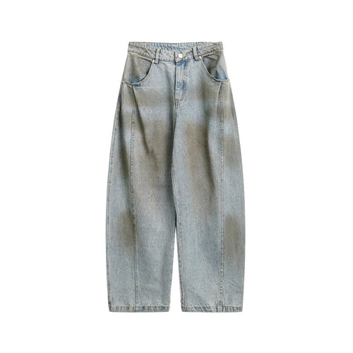 Damen High‑Waist Baggy‑Denim Culotte mit markanten Teilnähten und legerer Weite Drune