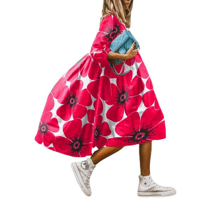 Damen Freizeitkleid mit farbenfrohem Blumendesign Drune