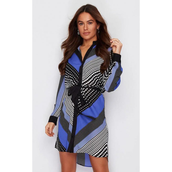 Damen Hemdblusenkleid mit modischem grafischem Design Drune