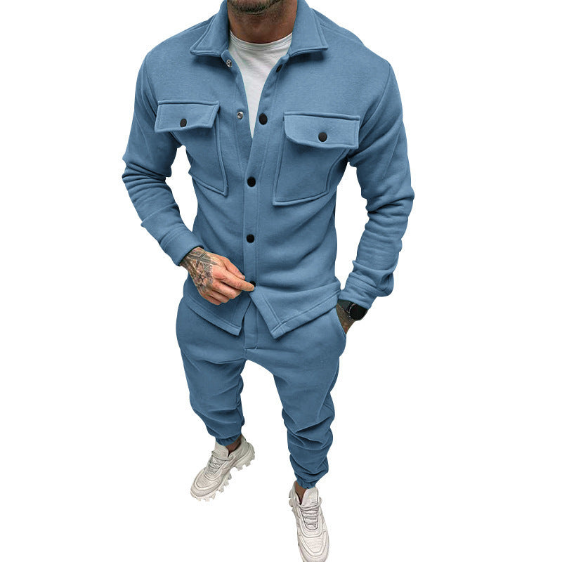 Herren Utility-Overshirt aus French-Terry mit Pattentaschen und Druckknopfverschluss Drune