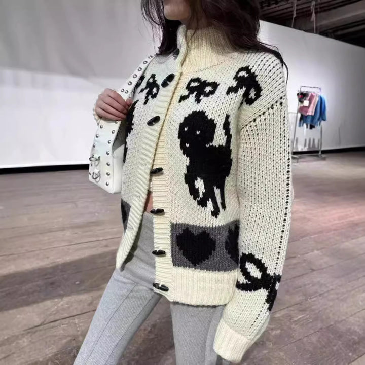 Damen Strickjacke mit tierischem Muster Drune