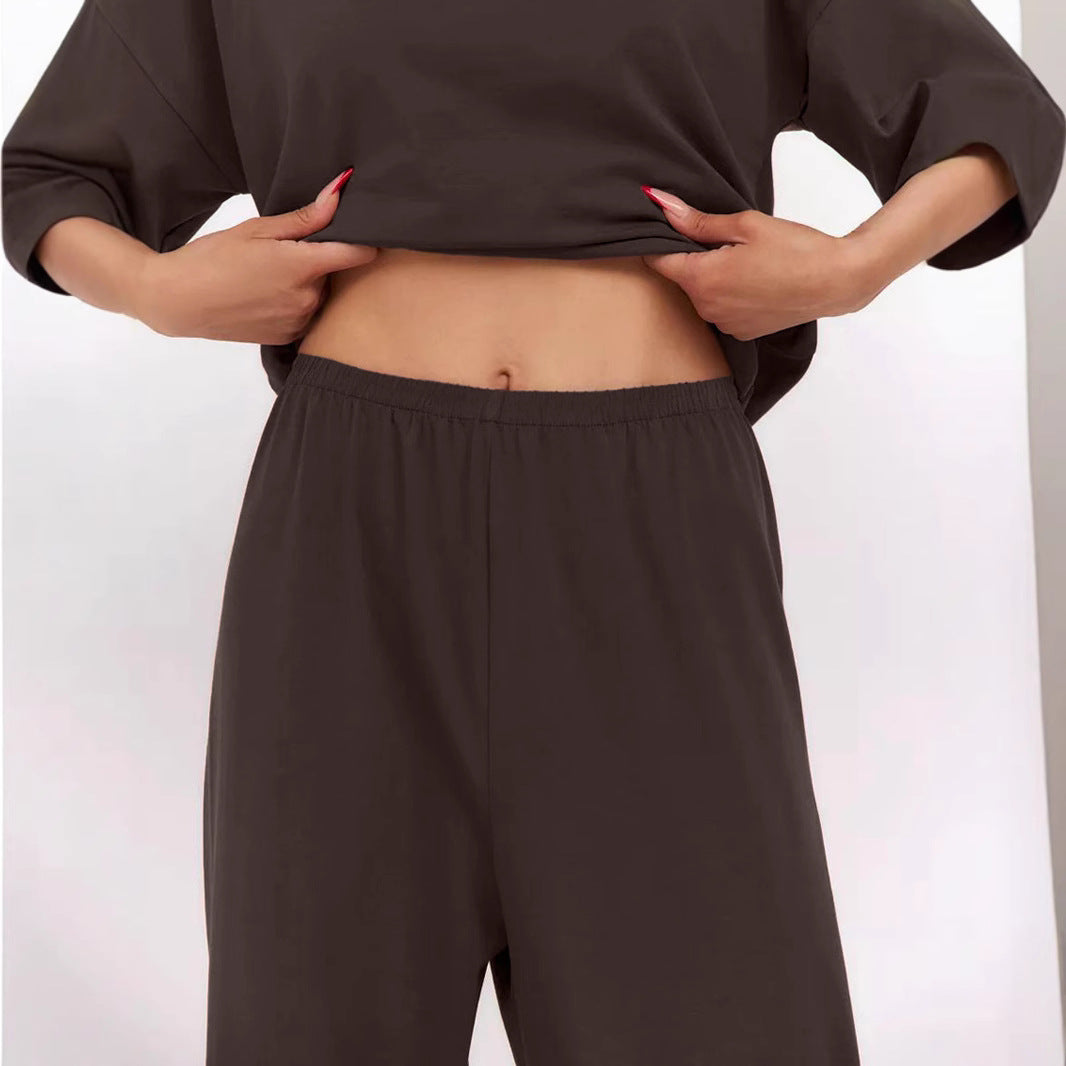 Damen lockeres Lounge-Set mit Knoten-Details und elastischer Taille Drune