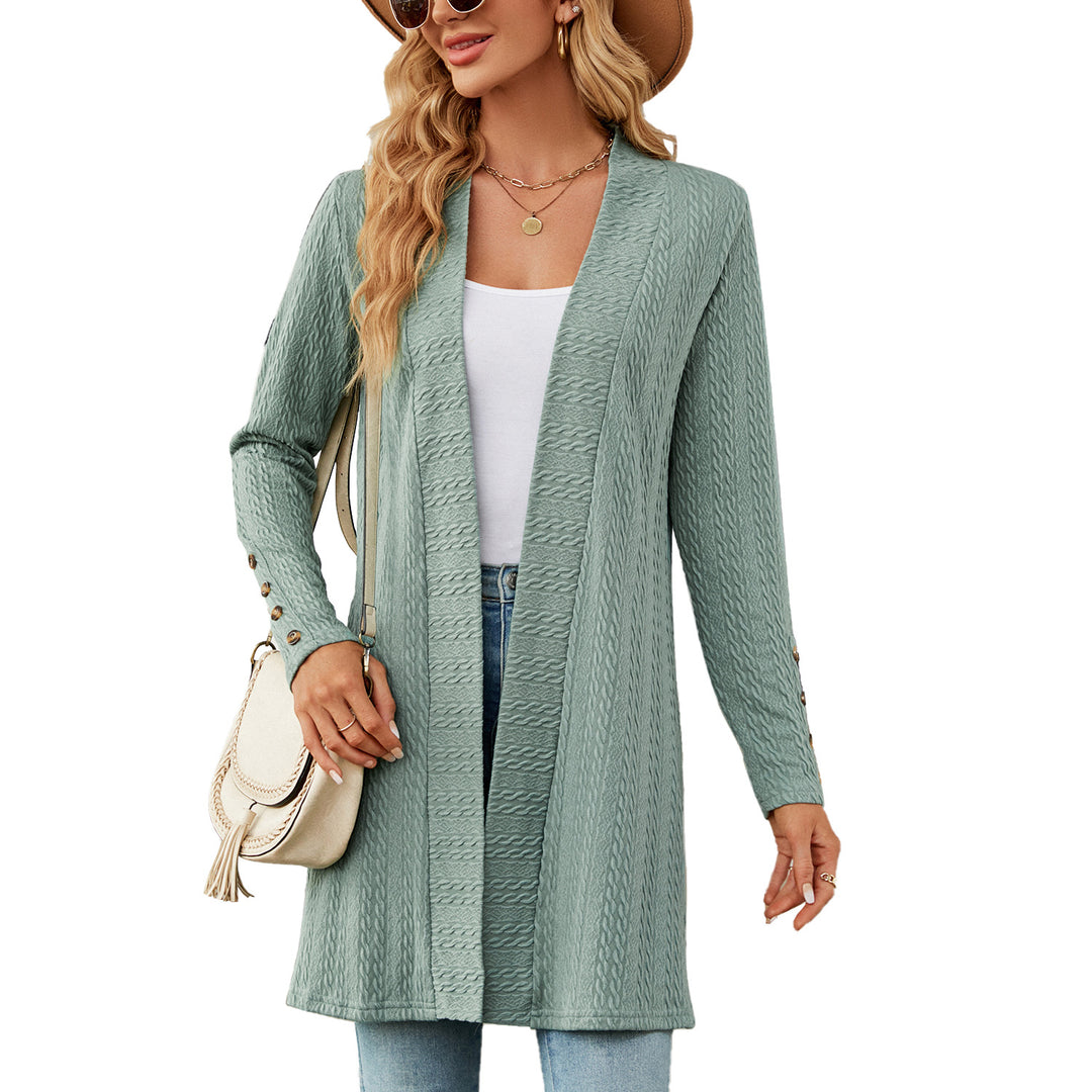 Damen Strickmantel mit modischem Zopfmuster und eleganten Knopfdetails Drune