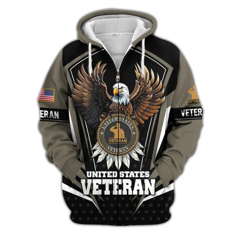 Herren Kapuzensweater mit amerikanischem Veteranenmotiv Drune