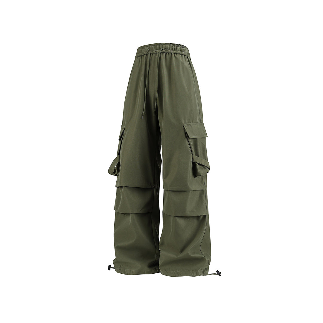 Herren Baggy‑Cargo‑Hose mit modularen Klappfächern, Band‑Details und Kordelbund Drune