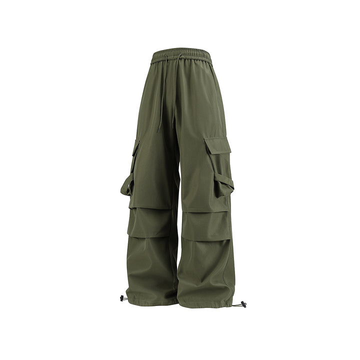 Herren Baggy‑Cargo‑Hose mit modularen Klappfächern, Band‑Details und Kordelbund Drune