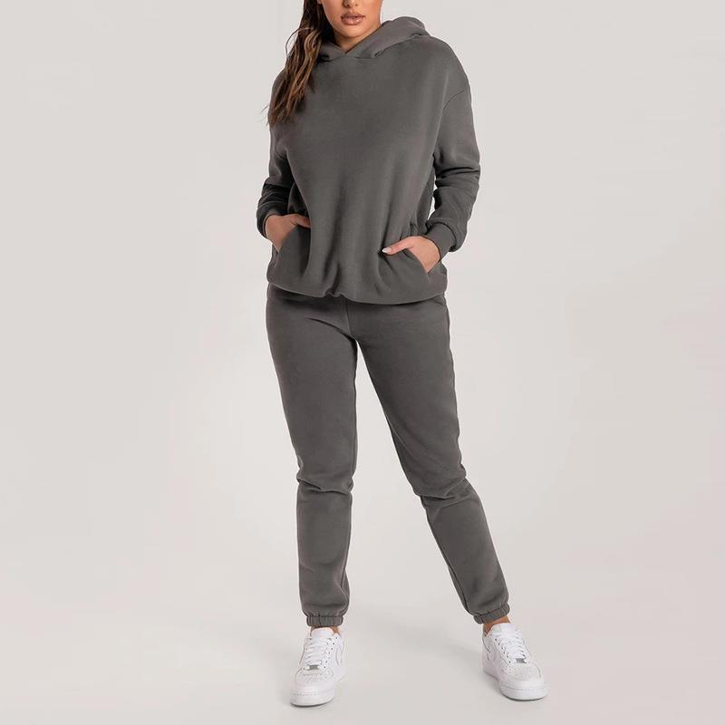 Damen gemütliches und stilvolles Hoodie- und Jogginganzug-Set Drune