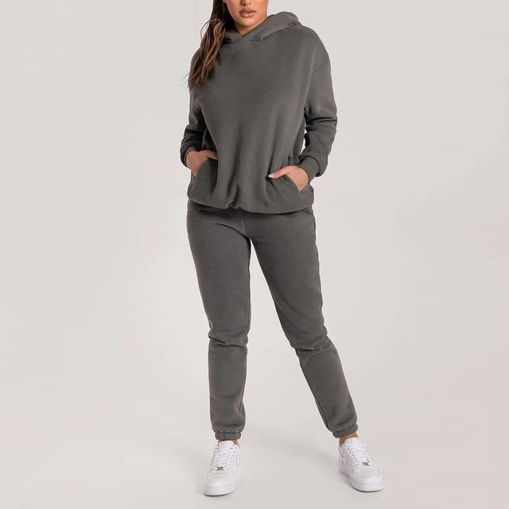 Damen gemütliches und stilvolles Hoodie- und Jogginganzug-Set Drune