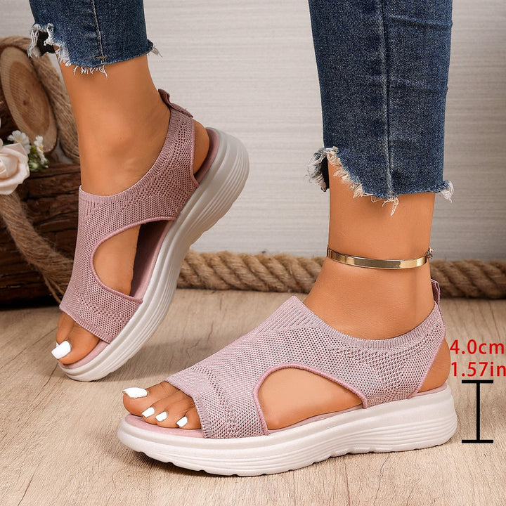 Damen Komfortable Keilsandalen mit atmungsaktiver Obermaterialstruktur und flexiblem Fußbett Drune