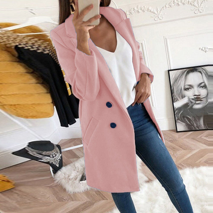 Damen Longline Wolloptik Mantel‑Blazer mit Reverskragen Drune