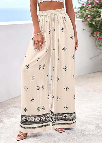 Damen weite Sommerhose mit Boho-Muster Drune