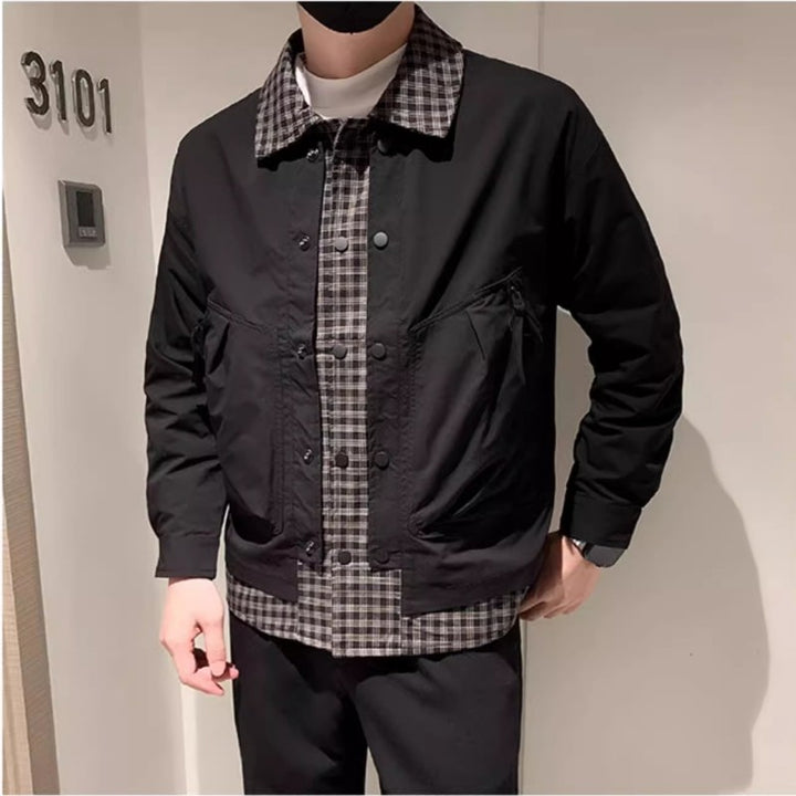 Herren Modische Utility Jacke mit hochschließendem Kragen Drune