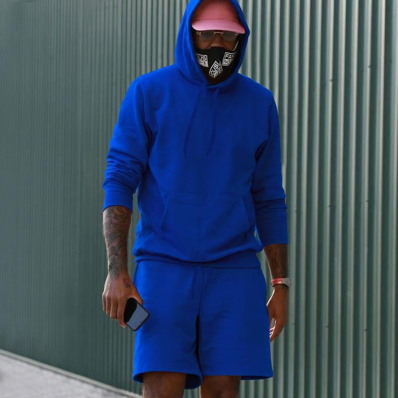 Drune Herren Hoodie-Shorts-Set mit Kängurutasche