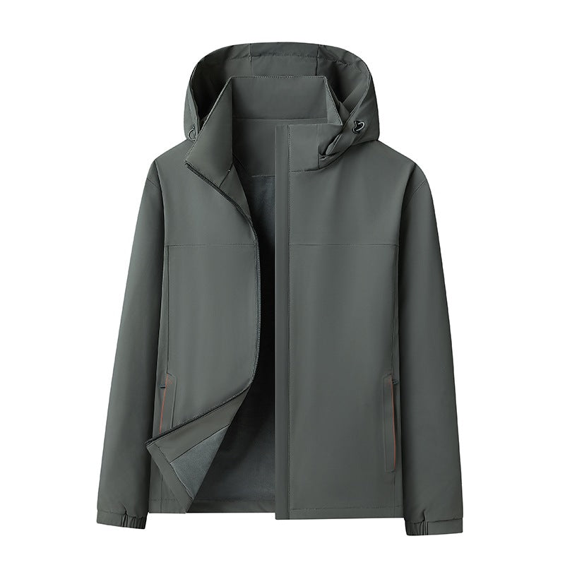 Herren Wasserabweisende Softshell-Jacke mit Kapuze nahtminimaler Optik & Brusttasche Drune