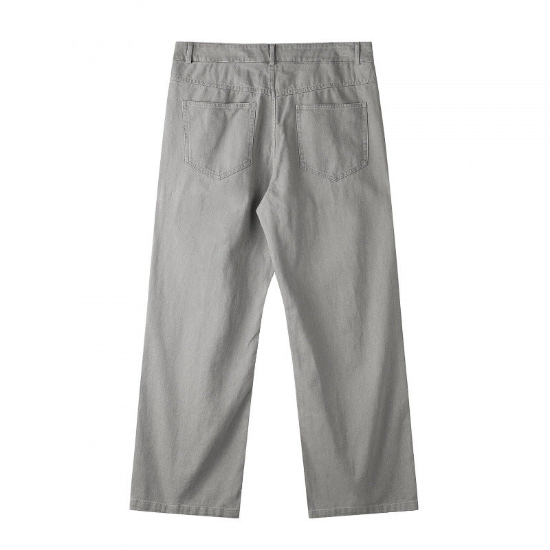 Herren Weite gerade geschnittene Denim-Jeans mit hoher Leibhöhe und Five-Pocket-Design Drune