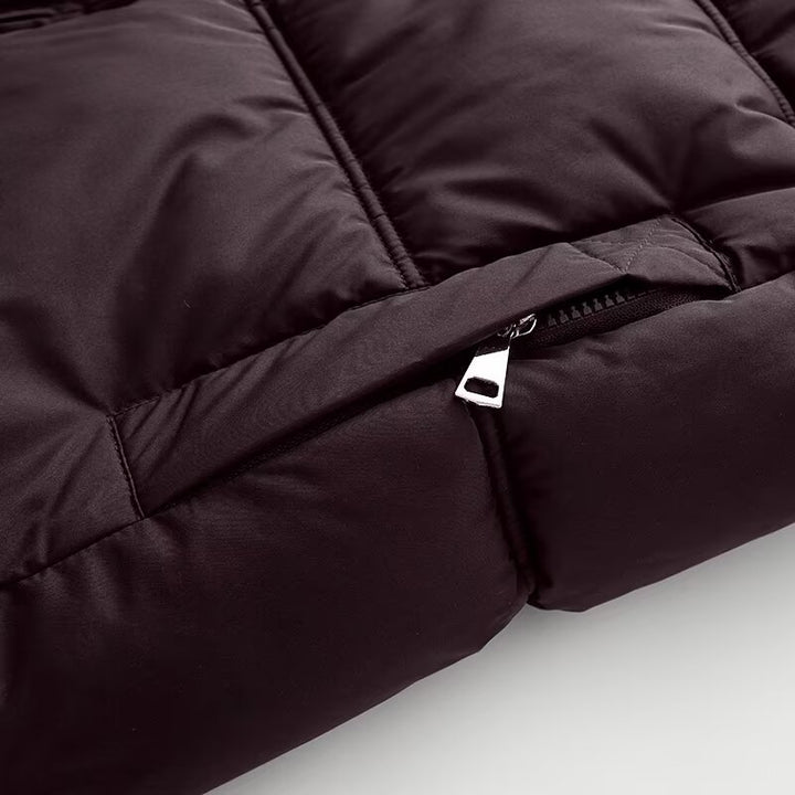 Damen Cropped-Steppjacke mit hoher Kapuze, Tunnelzug und Rippbündchen Drune